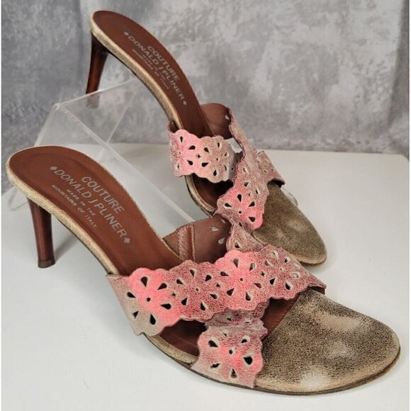 Donald Pliner Shoes - Donald J Pliner Couture Slip On Kitten Heels Metallic Red leather Women's Sz 7.5